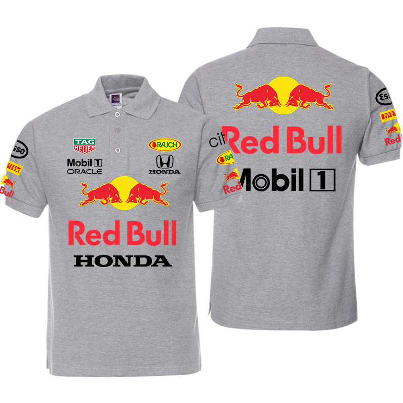 Polo Red Bull Honda Mobil 1 Coton Homme Slim Fit Manche Courte